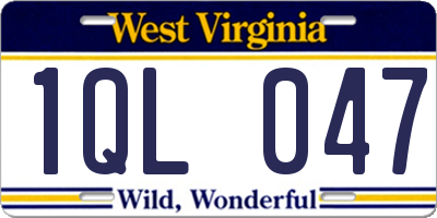 WV license plate 1QL047
