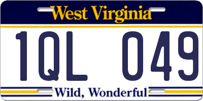 WV license plate 1QL049
