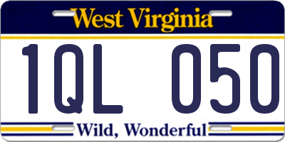 WV license plate 1QL050