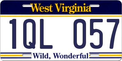 WV license plate 1QL057