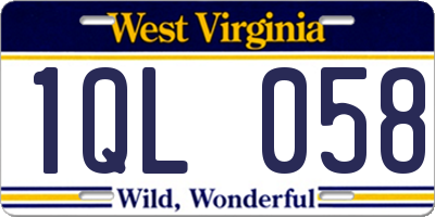 WV license plate 1QL058