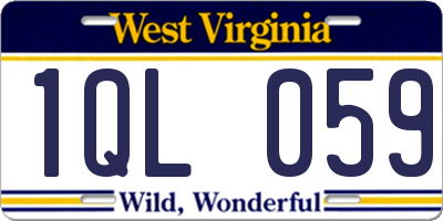 WV license plate 1QL059