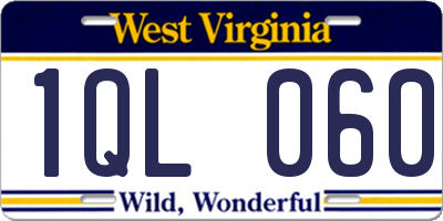 WV license plate 1QL060