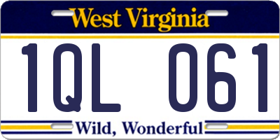 WV license plate 1QL061