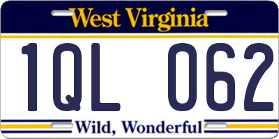 WV license plate 1QL062