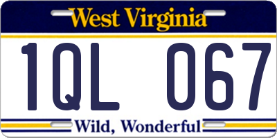 WV license plate 1QL067