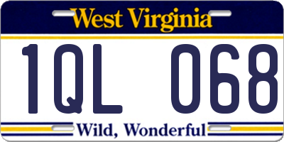 WV license plate 1QL068