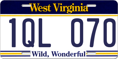 WV license plate 1QL070