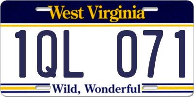 WV license plate 1QL071