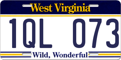 WV license plate 1QL073