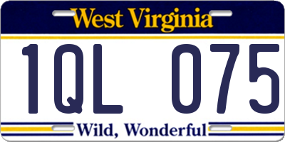 WV license plate 1QL075