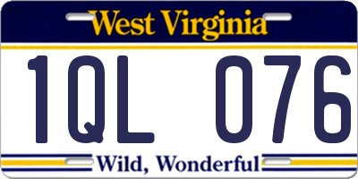 WV license plate 1QL076