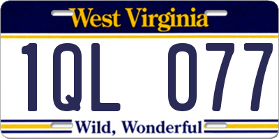 WV license plate 1QL077