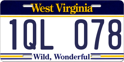 WV license plate 1QL078