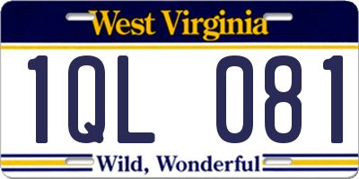 WV license plate 1QL081