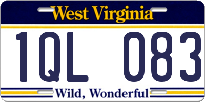 WV license plate 1QL083