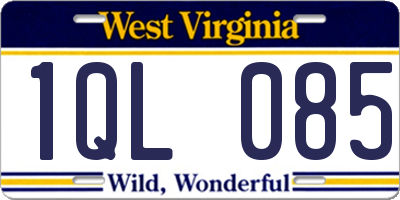 WV license plate 1QL085