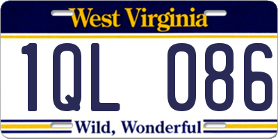 WV license plate 1QL086