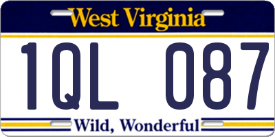 WV license plate 1QL087