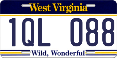 WV license plate 1QL088