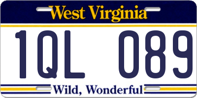 WV license plate 1QL089