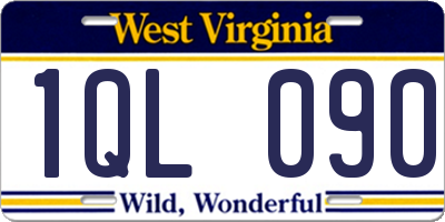 WV license plate 1QL090