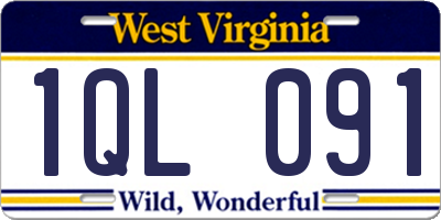 WV license plate 1QL091