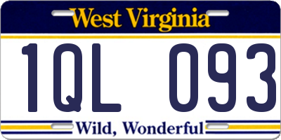 WV license plate 1QL093