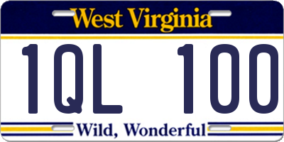 WV license plate 1QL100