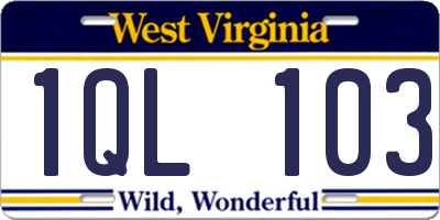 WV license plate 1QL103