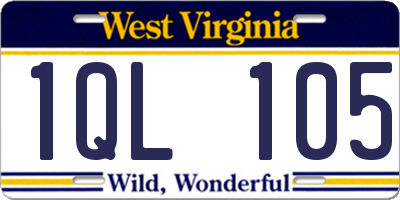 WV license plate 1QL105