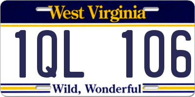 WV license plate 1QL106