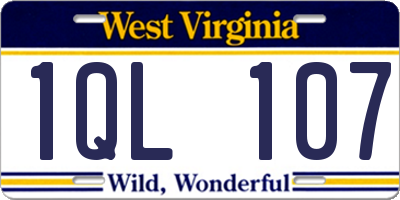 WV license plate 1QL107
