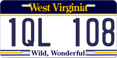 WV license plate 1QL108