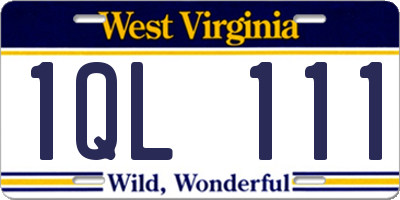 WV license plate 1QL111