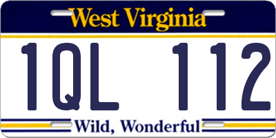 WV license plate 1QL112