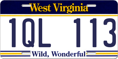 WV license plate 1QL113