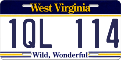 WV license plate 1QL114