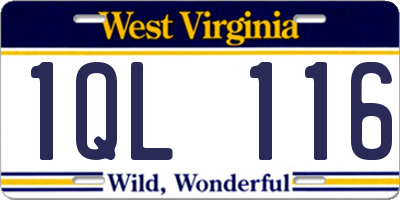 WV license plate 1QL116