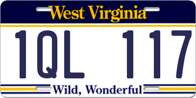 WV license plate 1QL117
