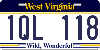 WV license plate 1QL118
