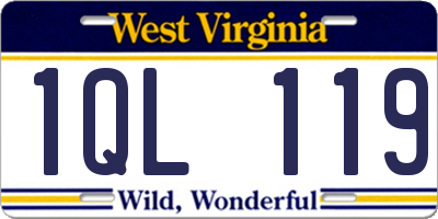 WV license plate 1QL119