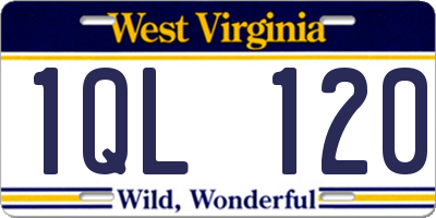WV license plate 1QL120