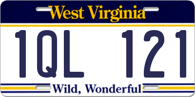 WV license plate 1QL121