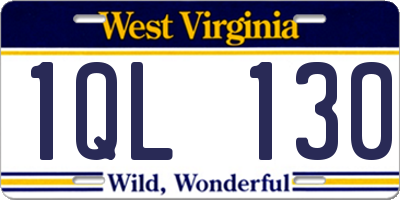 WV license plate 1QL130
