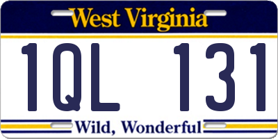 WV license plate 1QL131