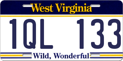WV license plate 1QL133