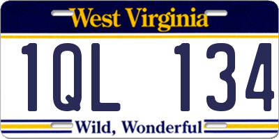 WV license plate 1QL134