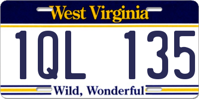 WV license plate 1QL135