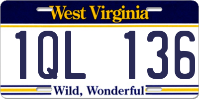 WV license plate 1QL136